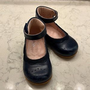 Jacadi toddler navy dress shoes with ankle strap, Size 6 US / 22 EU
